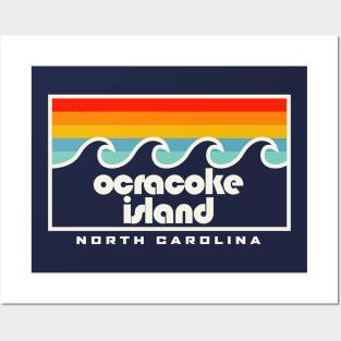 Ocracoke Island North Carolina Retro Vintage Sunset Posters and Art
